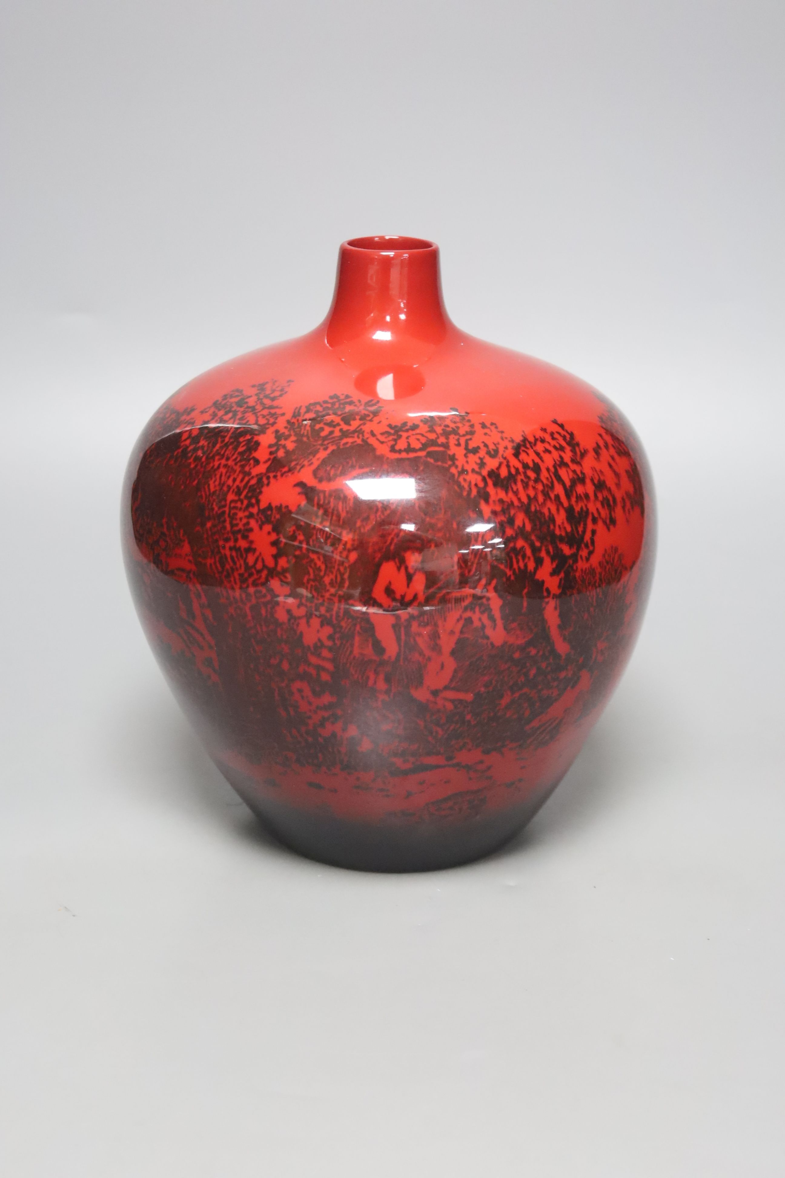 A Royal Doulton flambe veined vase, height 25cm